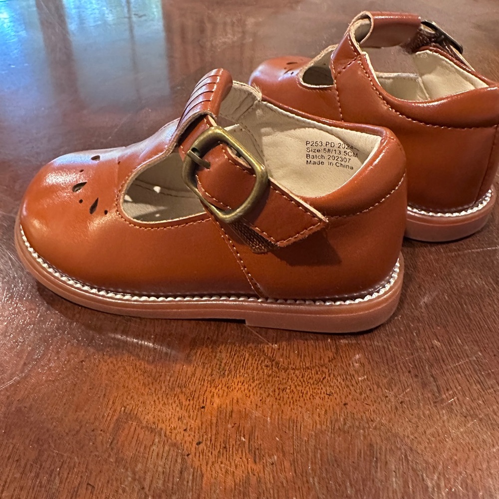 Classic Brown Kids Shoes with Buckle